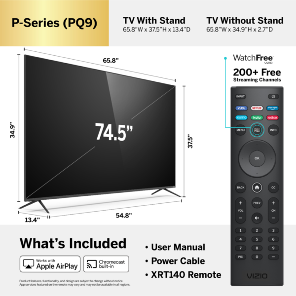 VIZIO 75 inch Class 4K UHD Quantum Smartcast Smart TV - Image 4